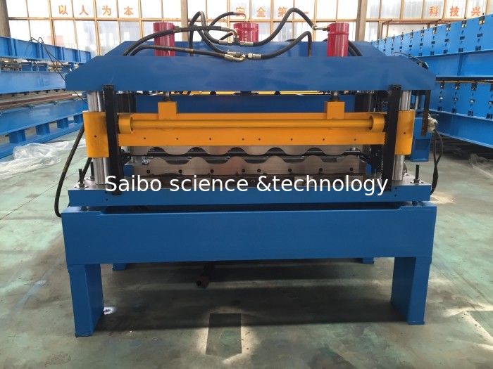 Hydraulic Cutting Steel Roofing Tile Roll Forming Machine With Chain Drive 2-4m/Min